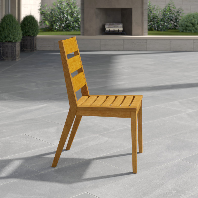 Algarve Teak Patio Dining Chair with Cushion (Set of 2), Ash