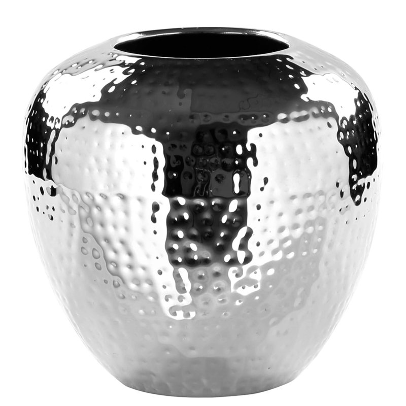 Losone Handmade Metal Table Vase, 25cm H x 25cm W x 25cm D, Hammered