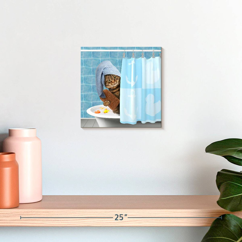 Ketti Funny Bathing Cat, 10" H x 10" W