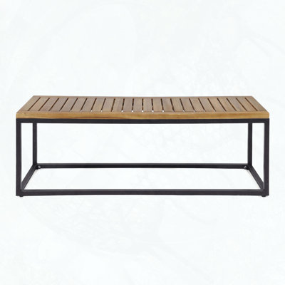 Industrial Acacia Wood and Metal Bench