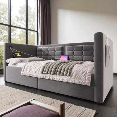 Twin Upholstered Daybed With Charging Station And Storage