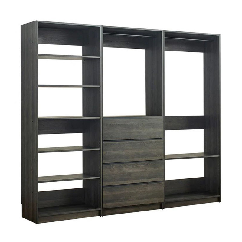 Placard de rangement modulaire autoportant 9 tablettes 2 tiroirs Dee, Noir