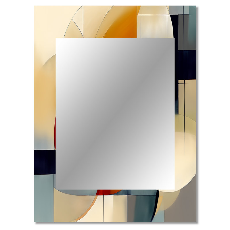 Exploration des motifs abstraits I - miroir décoratif géométrique, miroir mural orange, impression d'art en métal
