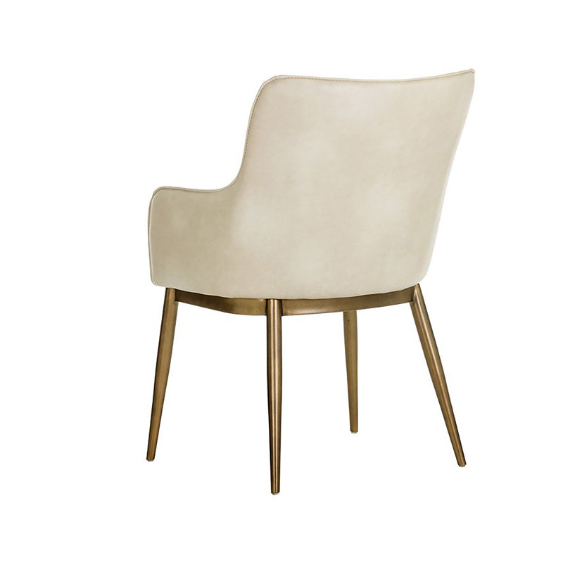 Irongate Upholstered Arm Chair, Gold, Cream Performance Basketweave