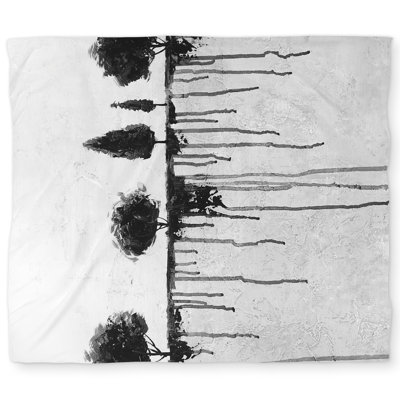 Ink Bleeding Trees Modern Gray King Duvet Cover - Home Decor