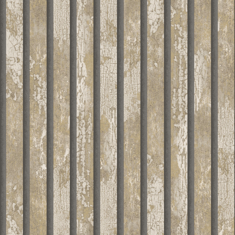 Carbon Oxidised Wood Panel Effect Wallpaper, Natural