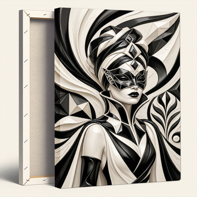 Ensemble de 1 tableau sur toile représentant un masque géométrique