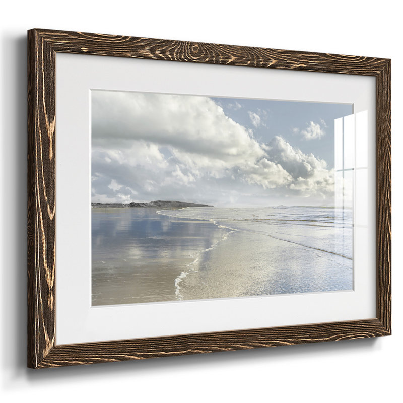 Plage infinie - reproduction encadrée rustique avec tableau mat, Noyer, H 28 po x l 42 po
