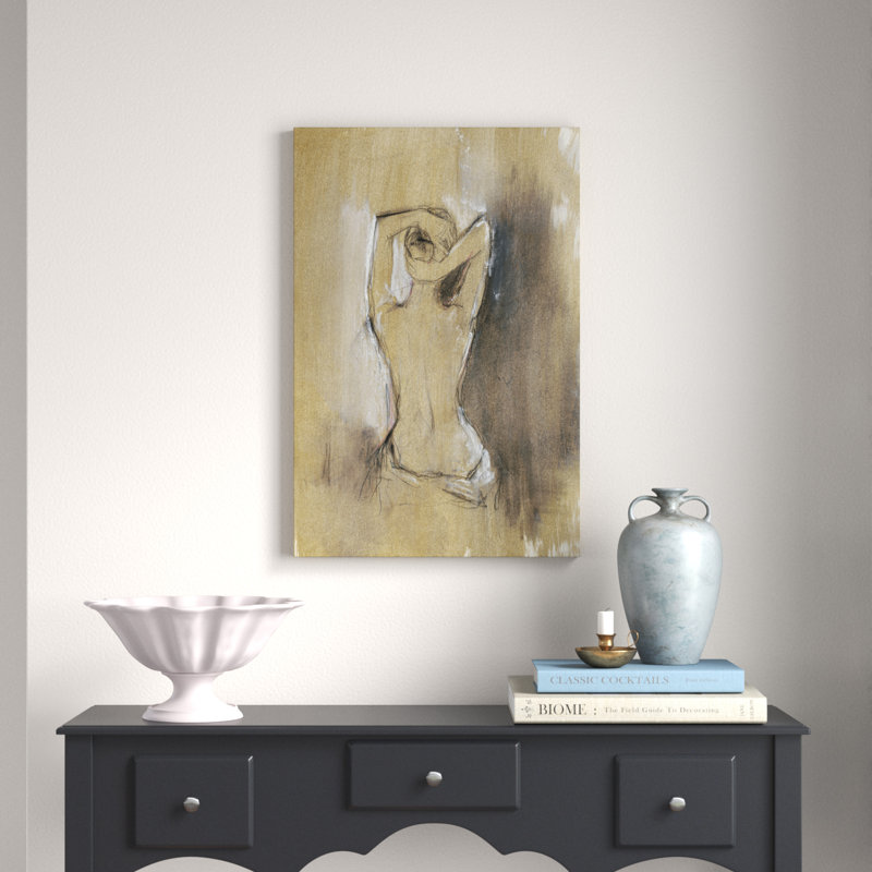 «Contemporary Draped Figure I» par Ethan Harper, reproduction d'art sur toile tendue, H 30 po x l 20 po, Argent argent