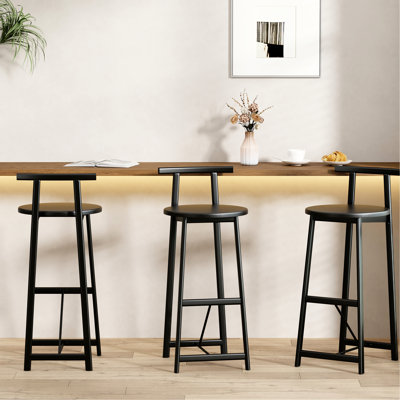3 comptoirs pratiques de 27 po de style moderne avec siège noir, pieds en métal, fonctionnels et attrayants pour les espaces de cuisine