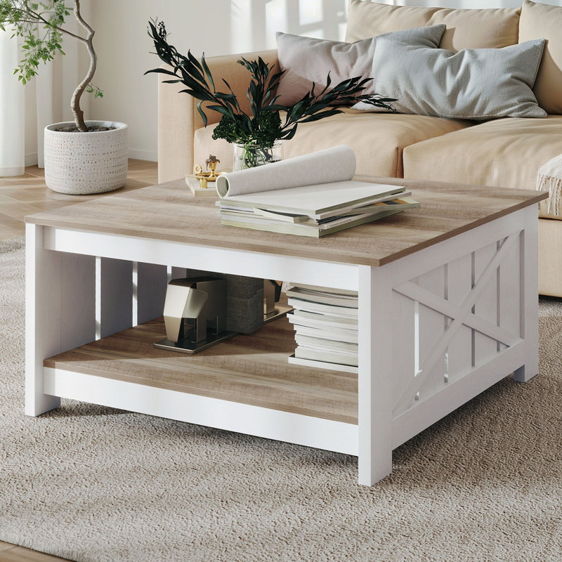  Table basse Farmhouse, Naturel, Gris