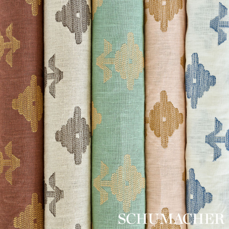 Rubia Embroidery Fabric, Green