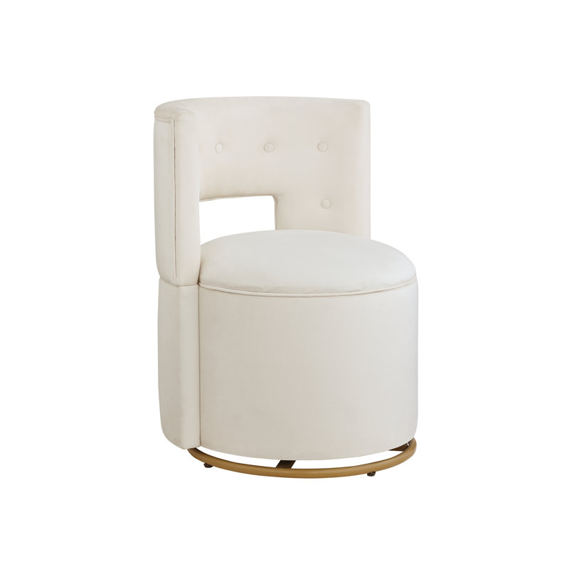 Chaeli Velvet Swivel Barrel Chair, Velvet Beige