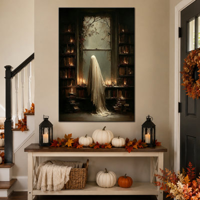 Fall Halloween Wall Art Ghost Pictures Wall Decor, Halloween Pictures Wall Decor Ghost Painting, Halloween Canvas Wall Art Ghost Wall Art Gothic Style Living Room Entry Bedroom 28×40 in