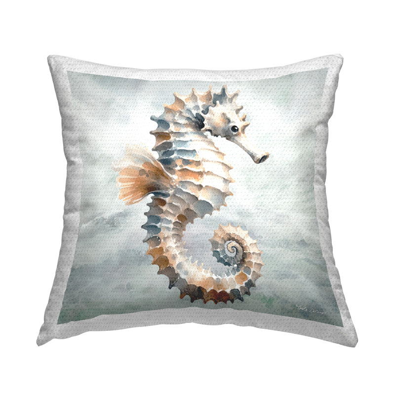 Coussin d'extérieur détaillé hippocampe détaillé par Nicole Decamp