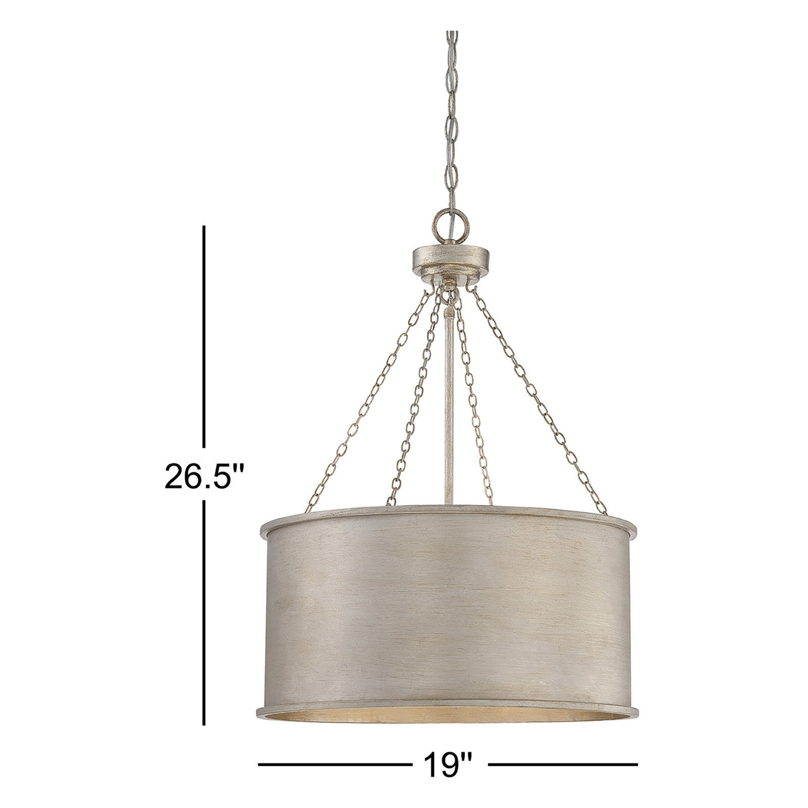 Soho Chandelier, 26.5" H x 19" W x 19" D, Silver Patina, 4 Lights