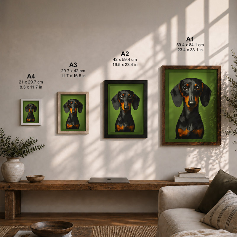 Dachshund Gaze Modern - Framed Print, Unframed, A2 - 59.4 x 42.0 cm