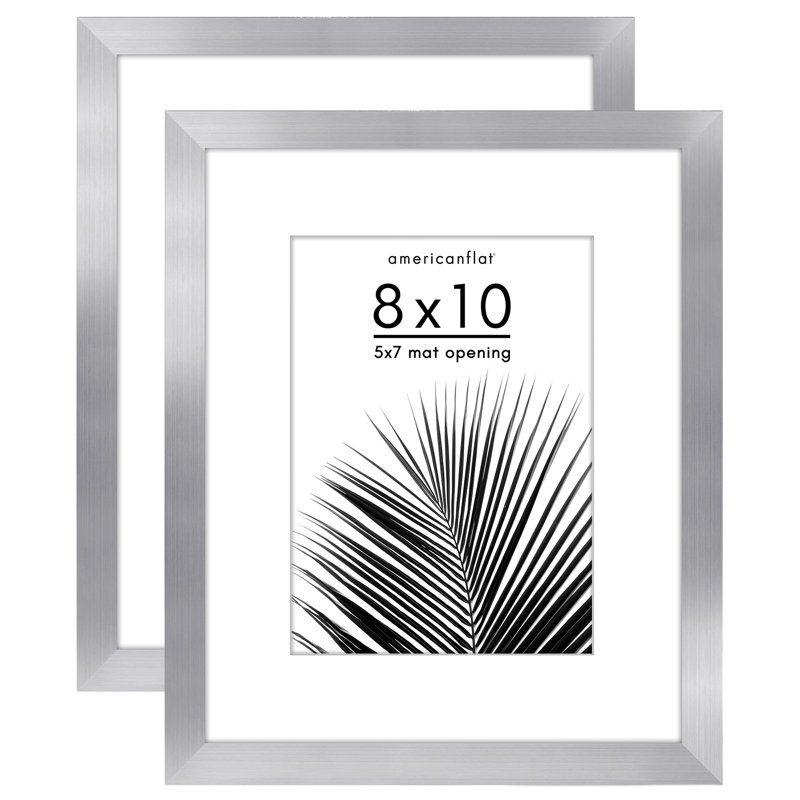 Cadre photo Americanflat - ensemble de 2 - cadre avec passe-partout - plexiglas poli, Argent argent