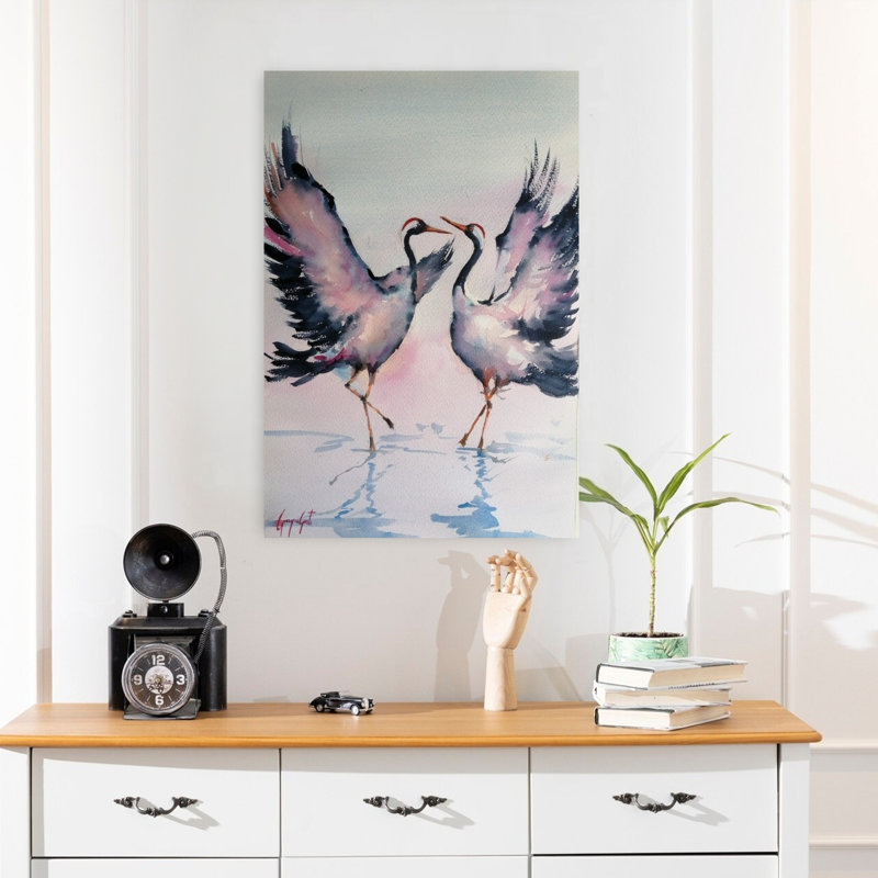 Black-Necked Crane Contemporary Bird Wall Art, 24" H x 16" W