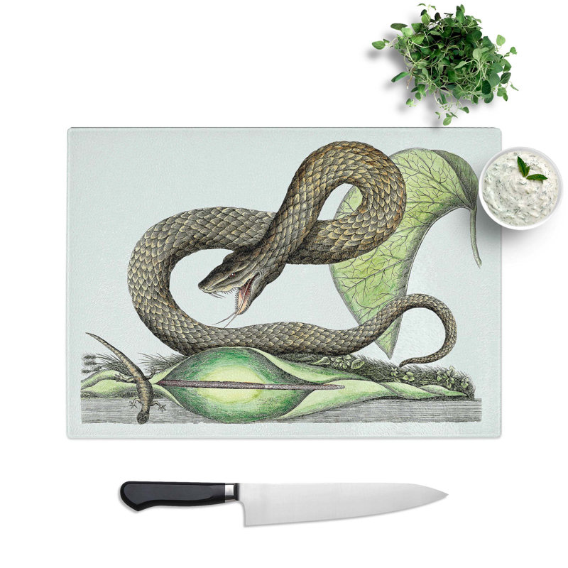 Tempered Glass Viper Snake Chopping Board, 28.5 cm W x 20 cm L