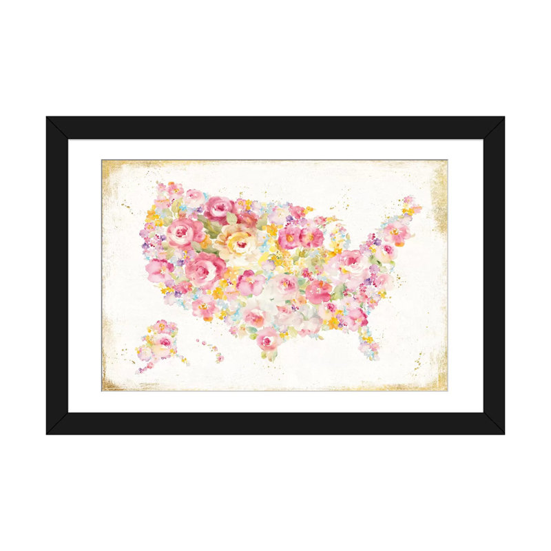«Midsummer USA», impression sur toile tendue, Papier avec cadre noir, L 32 po x H 24 po x P 1 po, Blanc