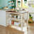 3-Piece 45" Stationary Kitchen Island Set With 2 Seatings, Rubber Wood Butcher Block Dining Table Set Prep Table Set, Kitchen Island