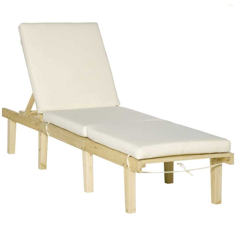 Méridienne pour l'extérieur Outsunny, Coussin beige / structure naturelle