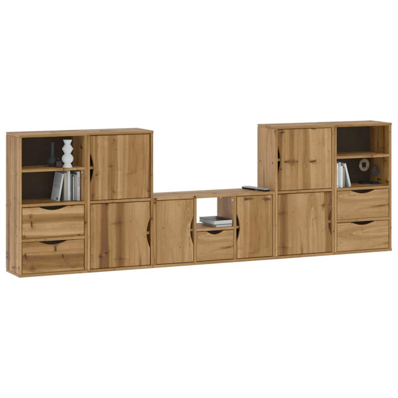 5 Piece TV Units With Storage ODDA Solid Wood Pine, Natural