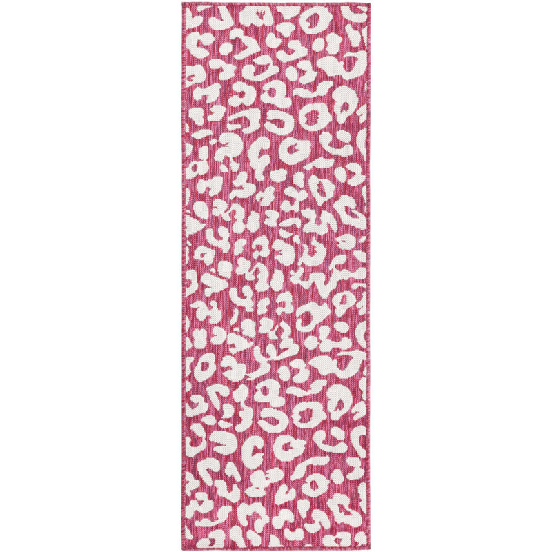 Magenta/Ivory Indoor/Outdoor Rug, Runner 2' x 6'