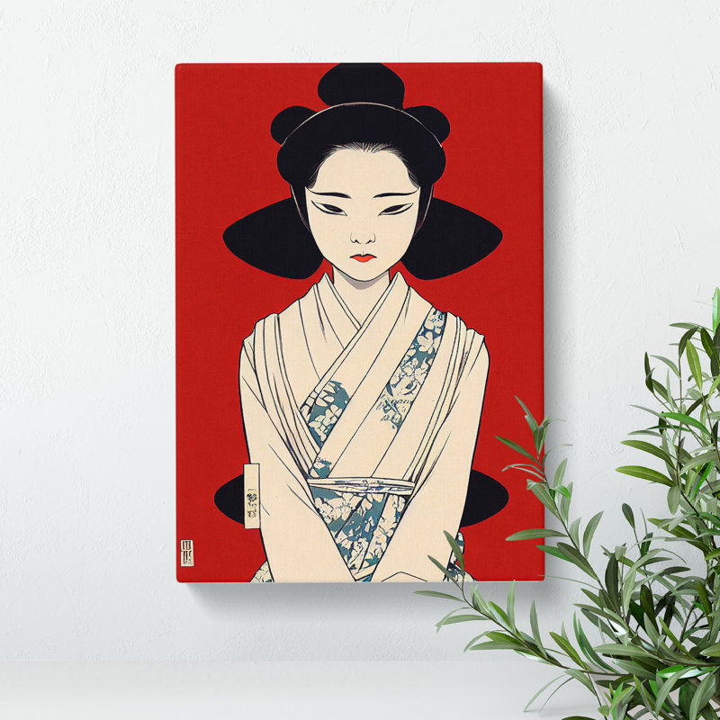 Gentle Geisha - Wall Art, 50cm H x 35cm W x 3cm D, Wrapped Canvas