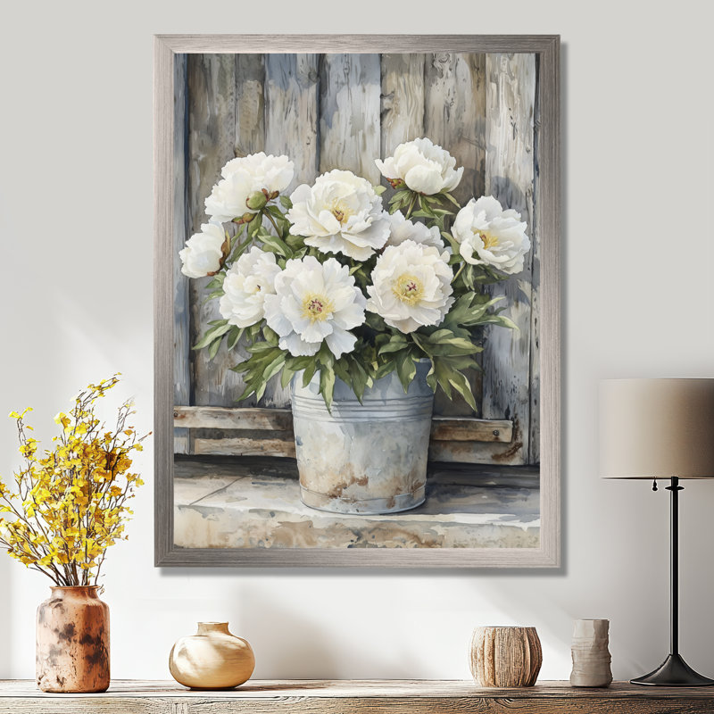 Albrightsville - impressions sur toile florales, H 32 po x l 16 po, Impression d'un seul cadre photo, Argent argent