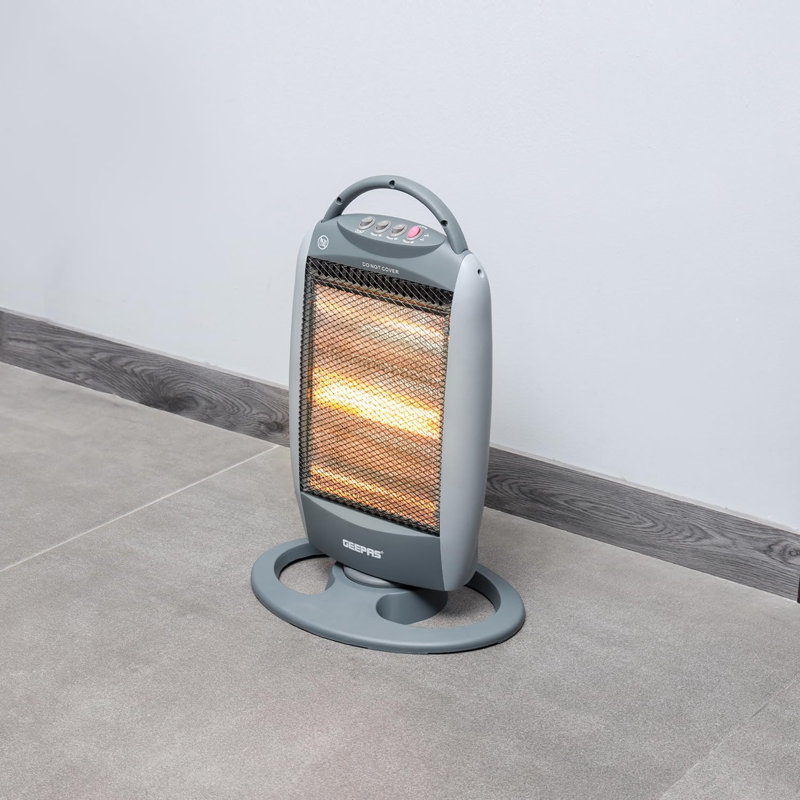 GEEPAS Halogen Heater 1200W | Instant Heating Energy Efficient Heater with 3 Heat Settings 400/800/1200W | Oscillation Function & Low Running Cost | 3 Bar Compact Radiator Home Office
