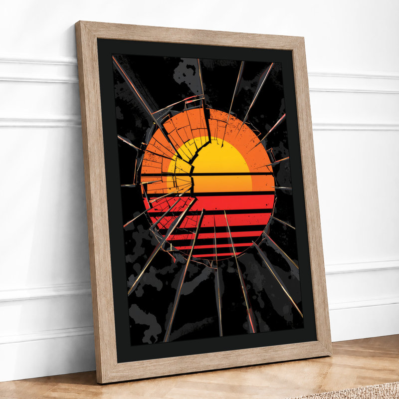 Sun Rays Geometric - Framed Print, A1 - 84.1 x 59.4 cm, Oak