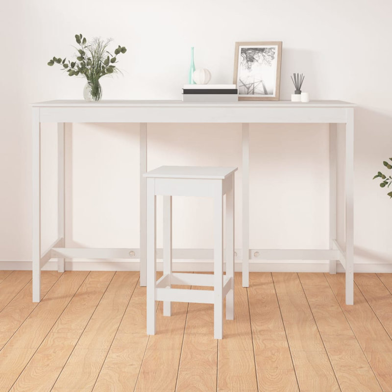 Imala Solid Wood Dining Set, White