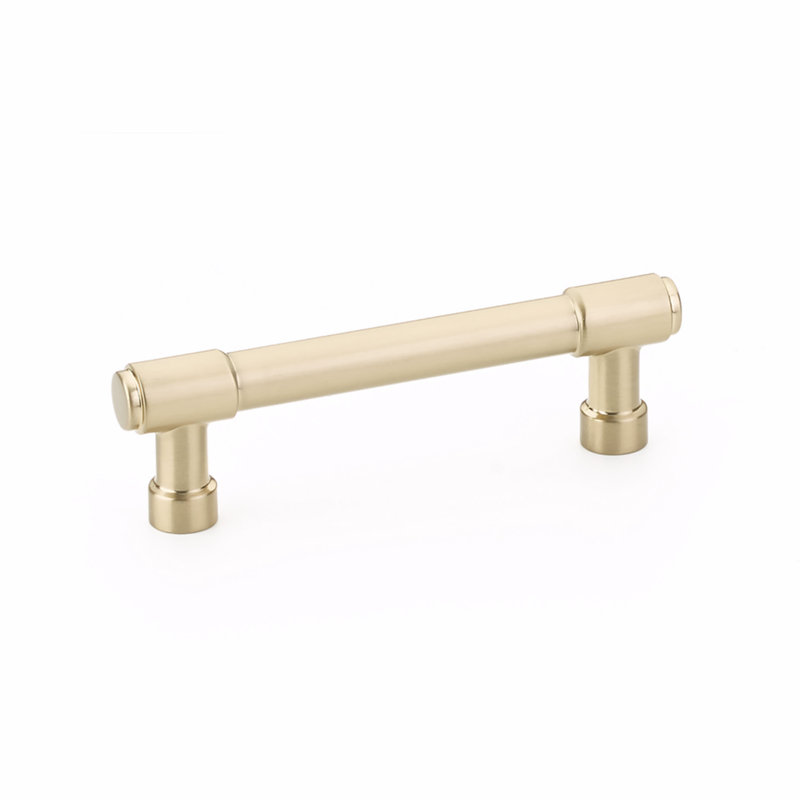 Satin Brass Modern Industrial Bar Cabinet Pull with Mounting Hardware
