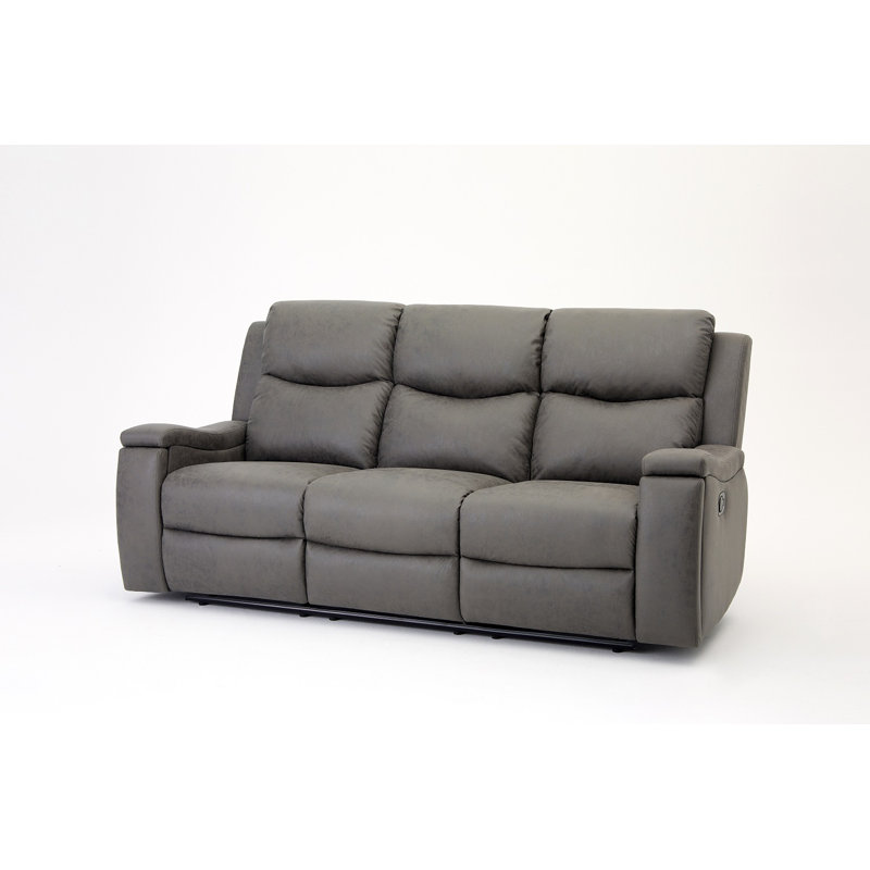 Lakendric 204Cm Faux Leather Pillow Top Arm Reclining Sofa