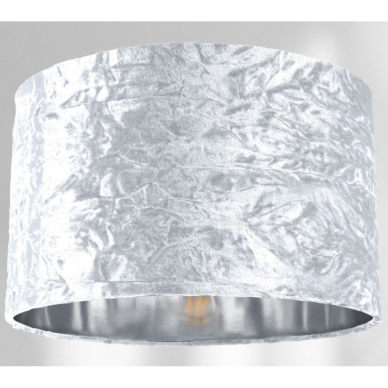 Modern Crushed Velvet Lamp Shade with Shiny Paper Inner, White, 15cm H x 20cm W x 20cm D
