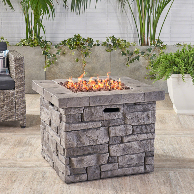 Cookson Square Stone Propane Smokeless Fire Pit Table with Hidden Fuel Tank
