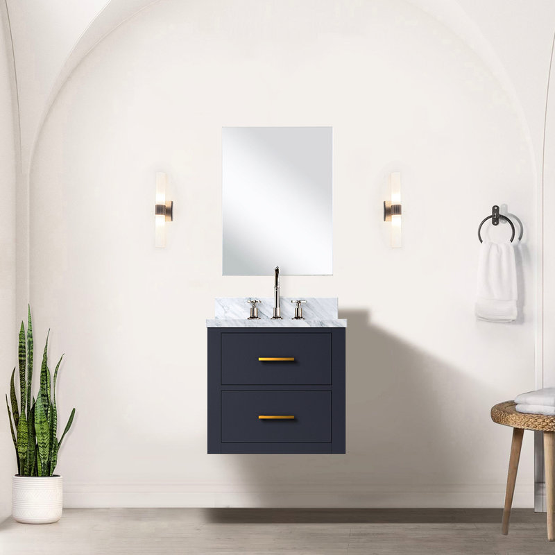Bleu 20 po Meuble-lavabo avec comptoir en acrylique et cadre en bois massif X 18
