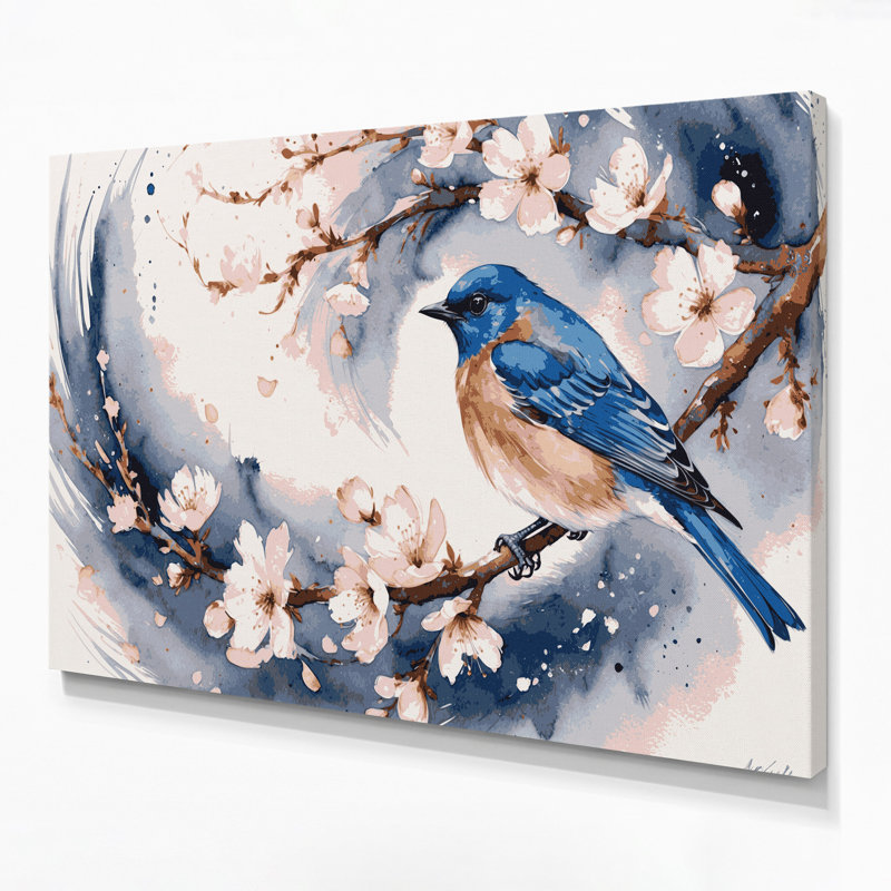 Birds Eastern Bluebird Beige Canvas Wall Art, 11" H x 14" W