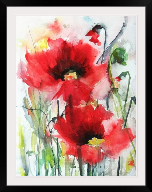 « red pops », reproduction d’art Karin Johannesson, H 16 po x l 12 po x P 1,5 po, Toile