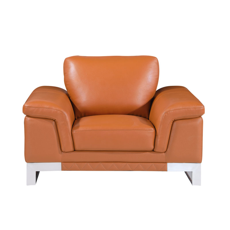 Chaise en cuir italien à grain supérieur, Chameau