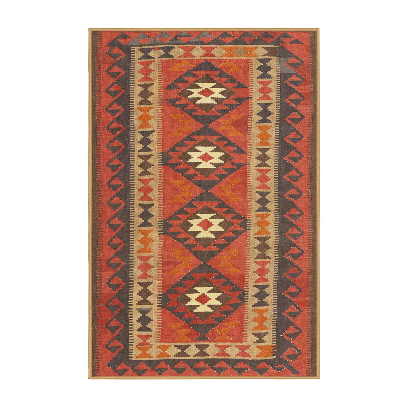 Tapis noir/orange/beige contemporain Holmdel, Rectangle 5 pi x 8 pi