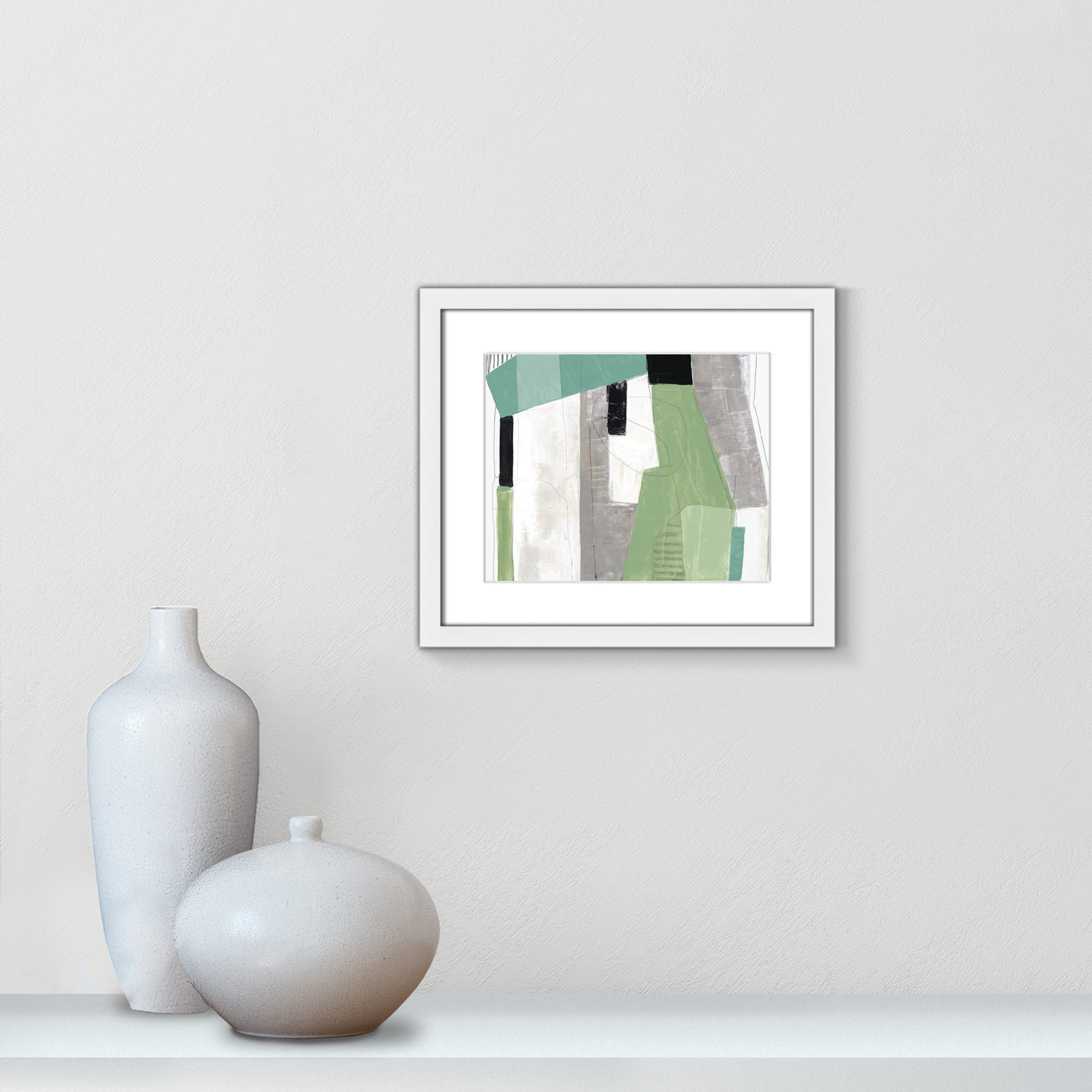 Evergreen Essence by Tom Reeves, White, White Box Frame - Matted Fine Art Paper Print, 13" H x 15" W x 1.25" D