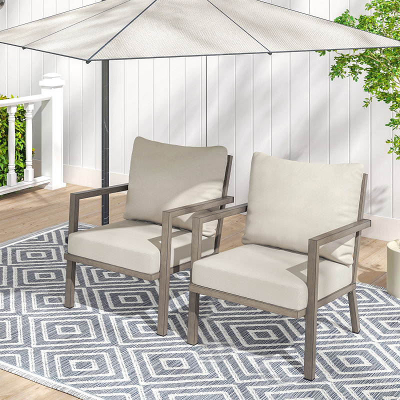Canapé d'extérieur en aluminium avec coussins beiges 2 pièces Heim, Beige