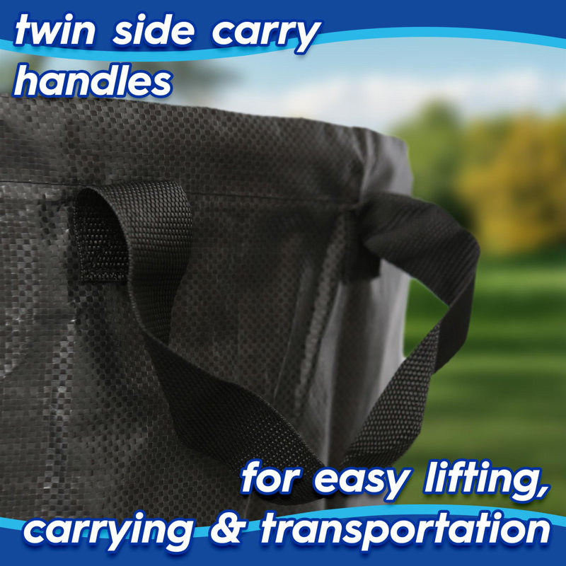 120L Garden Waste Bags with Handles - Black - 3x