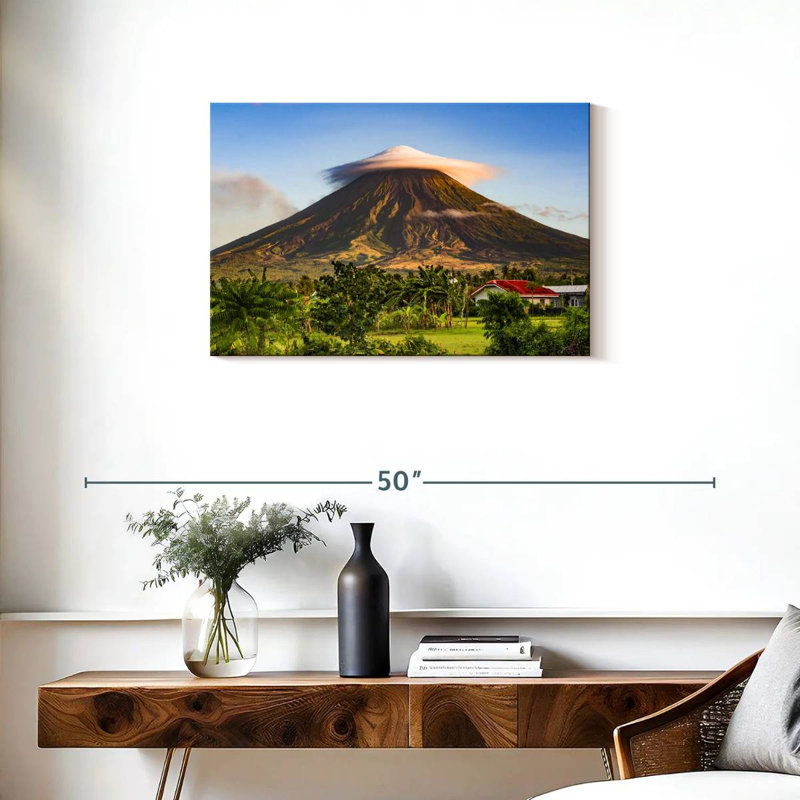 Alvord célèbre volcan Mayon, H 20 po x l 30 po