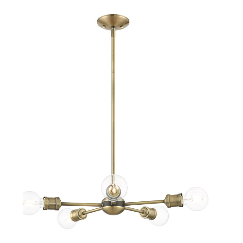 Lustre sphérique Spoutnik à 5 lumières, Laiton antique