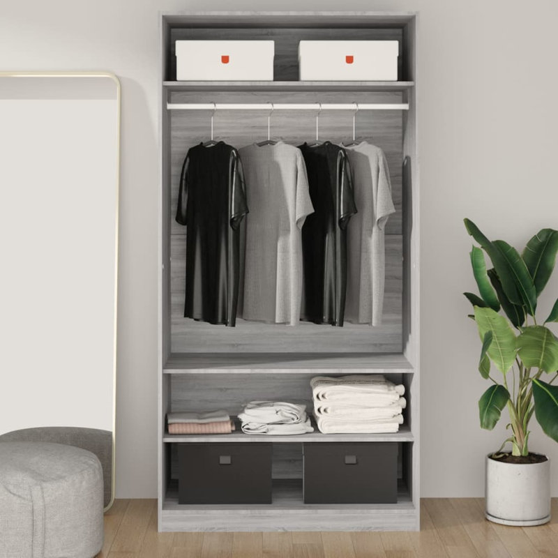 Krijn 0 Door Manufactured Wood Wardrobe, Grey Sonoma