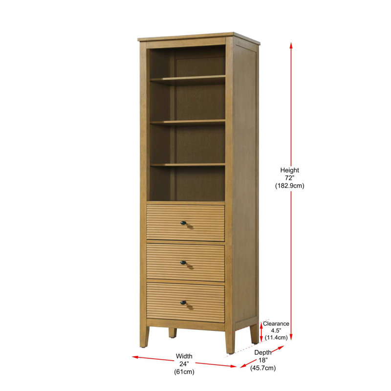 Open Shelving Bath Storage Cabinet, 72" H x 24" W x 18" D, Honey Teak